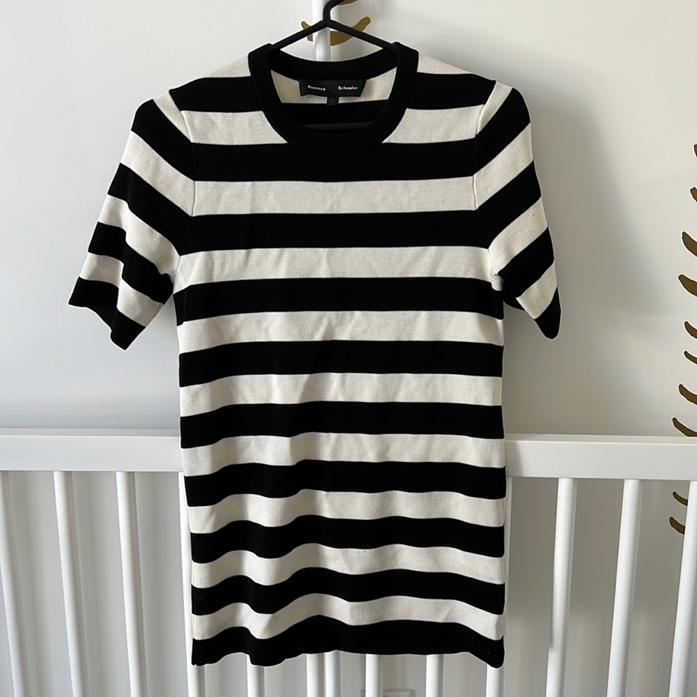 PROENZA SCHOULER KNIT STRIPE TEE BLACK CREAM SMALL